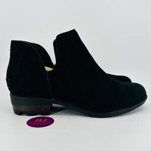 Sorel Women's Lolla Black Waterproof Suede Leather Cut Out Booties Size 9